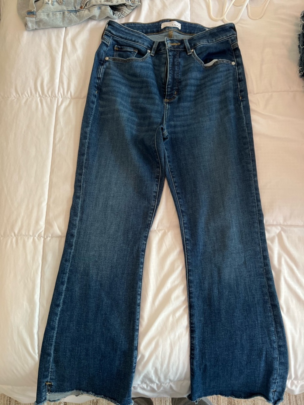 LOFT Dark Blue High-Rise Wide Leg Jeans